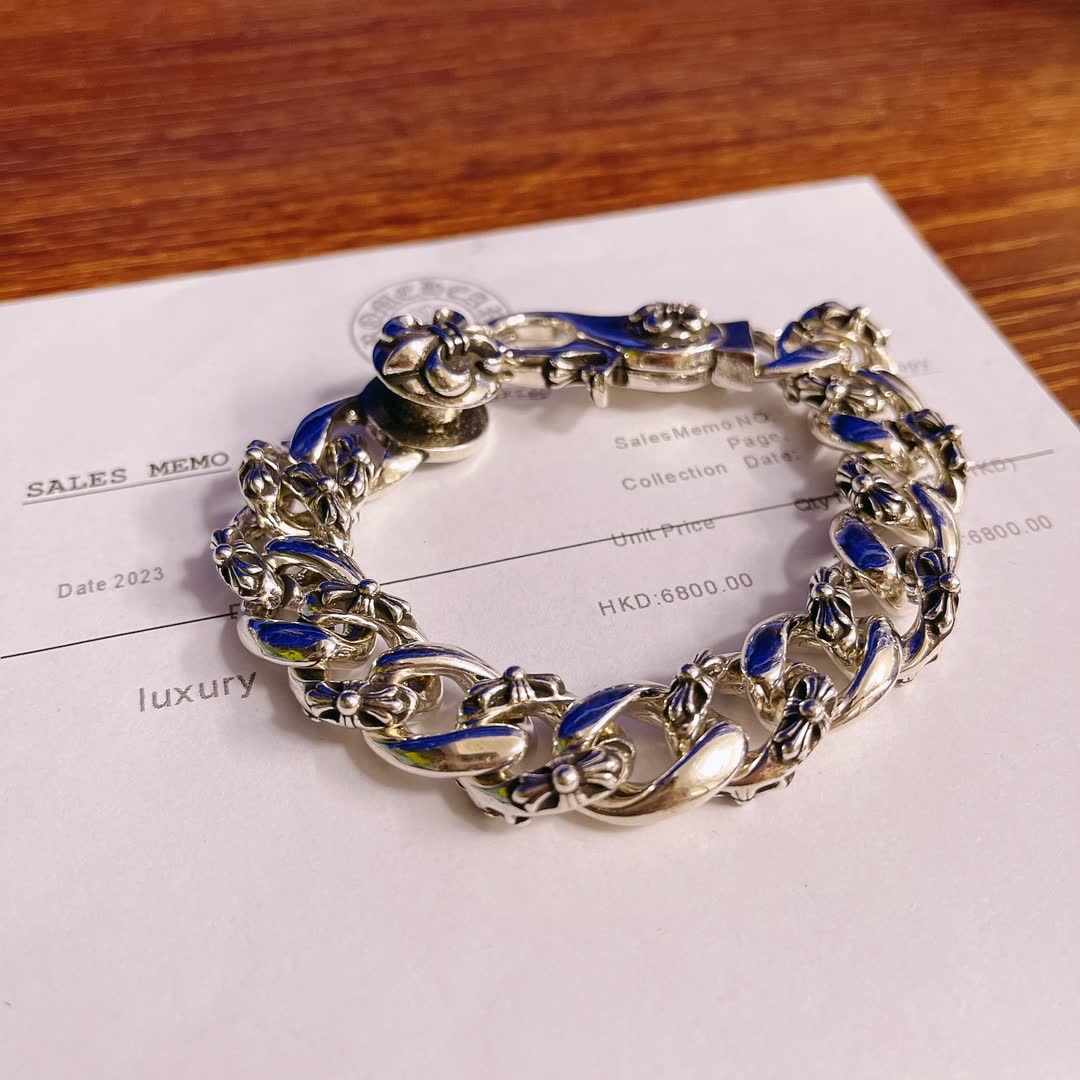Chrome Hearts Silver Blue Enamel Bracelet